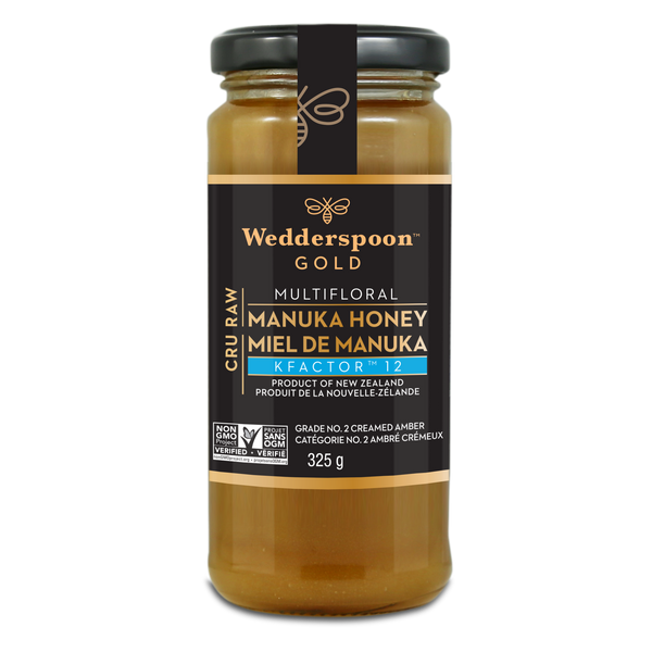 Wedderspoon Gold | マヌカハニー 325g Wedderspoon - Raw Manuka Honey KFactor 12, 325 g — Goodness Me!