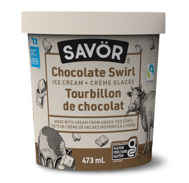 Savor - Grass Fed Ice Cream - Chocolate Swirl, 473 mL