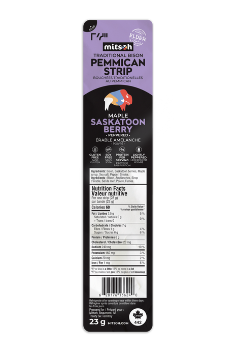 Mitsoh - Maple Sask Berry Pemmican Strips, 23 g