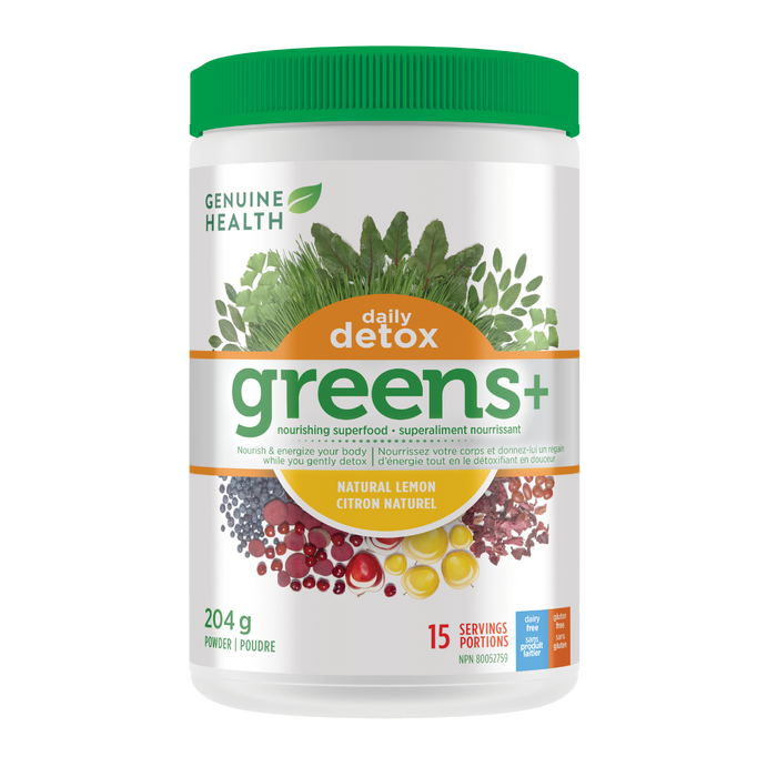 Genuine Health - Greens+ Daily Detox Lemon, 204 g