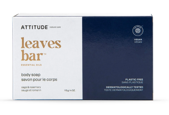 Attitude - Leaves Bar Men - Sage & Rosemary, 113 g