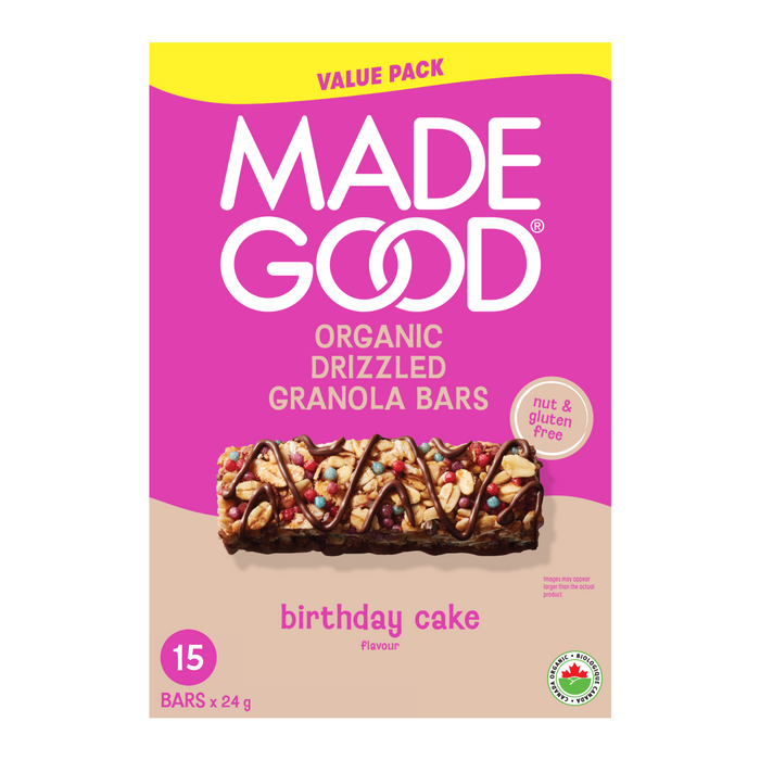 Made Good - Chocolate Drizzled Birthday Cake Bars, 15x24 g