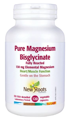 New Roots Herbal - Pure Magnesium Bisglycinate 130 mg, 120 Capsules