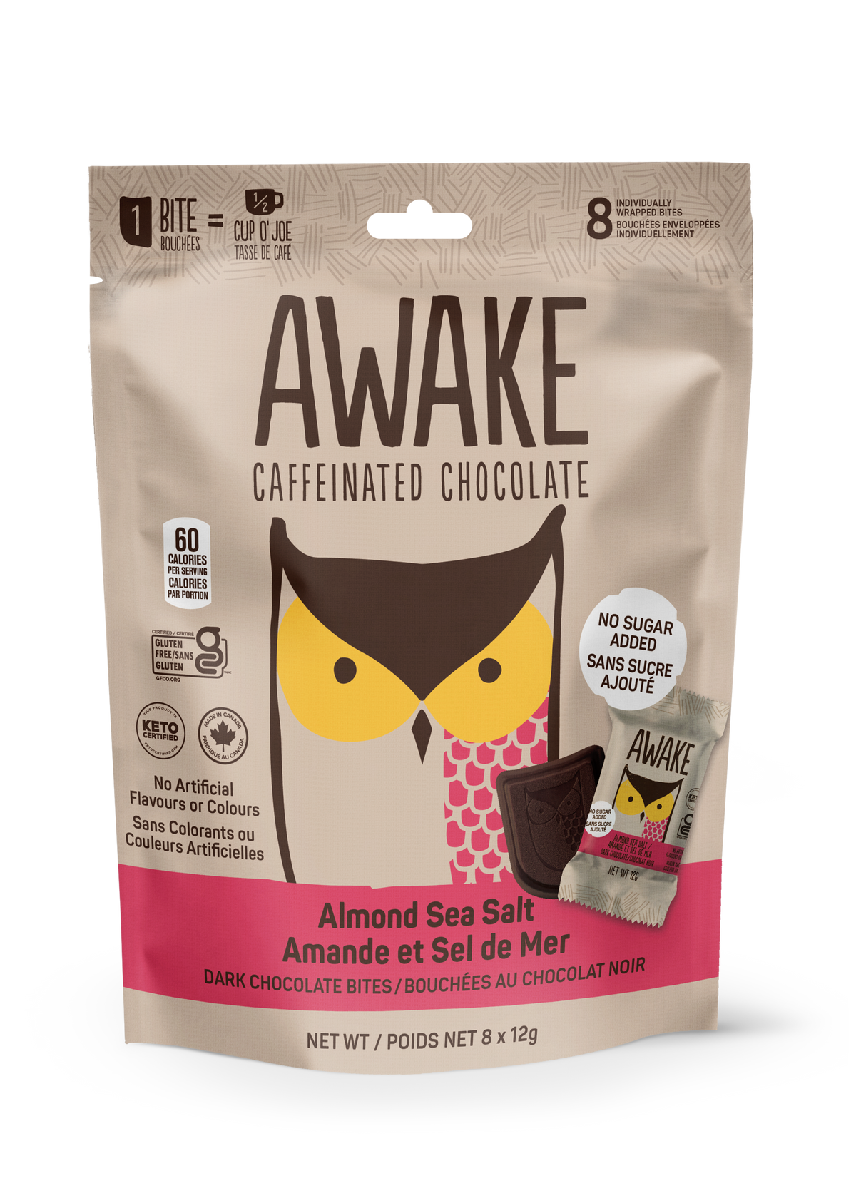 Awake Chocolate - Dark Chocolate Almond Sea Salt, 96 g — Goodness Me!