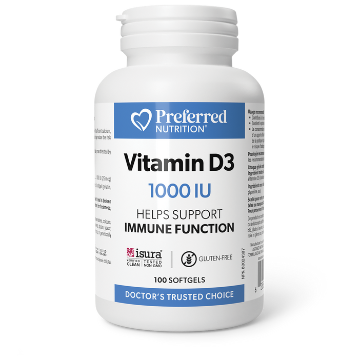 Preferred Nutrition - Vitamin D3 1000 IU, 100 Softgels