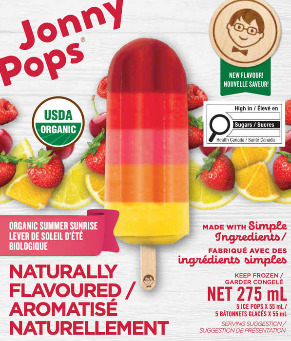 Jonny Pops - Organic Summer Sunrise Water Pops, 440 mL