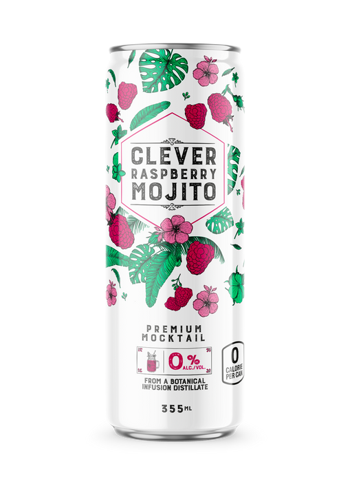 Clever Mocktails - Zero Sugar Raspberry Mojito Non-Alcohol, 355 mL