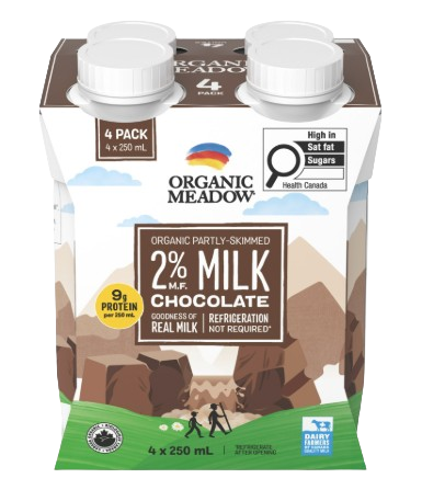 Organic Meadow - Organic 2% Chocolate UHT Milk, 4x250 mL