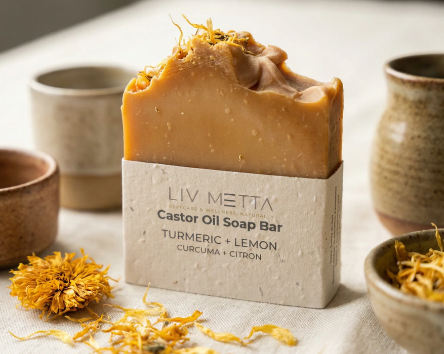 Liv Metta Wellness - Turmeric Lemon Castor Oil Soap, 125 g