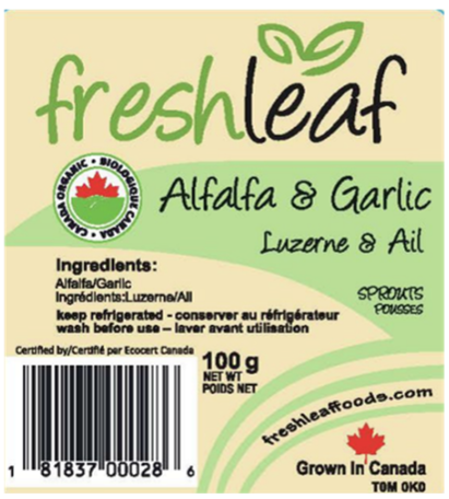 Fresh Leaf Foods - Sprouts - Alfalfa & Garlic, 100 g