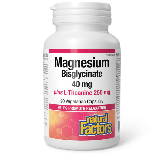 Natural Factors - Magnesium Bisglycinate with L-Theanine 250 mg, 90 Vcaps