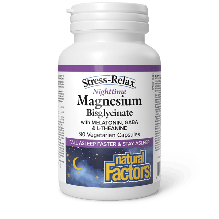 Natural Factors - Magnesium Bis Night Stress Relax, 90 Vcaps