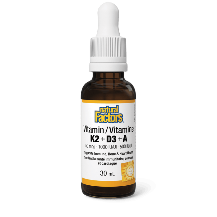 Natural Factors - K2+D3+A 50 mcg / 1000 IU / 500 IU, 30 mL