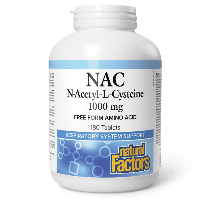 Natural Factors - NAC N-Acetyl-L-Cysteine 1000 mg, 180 Tablets