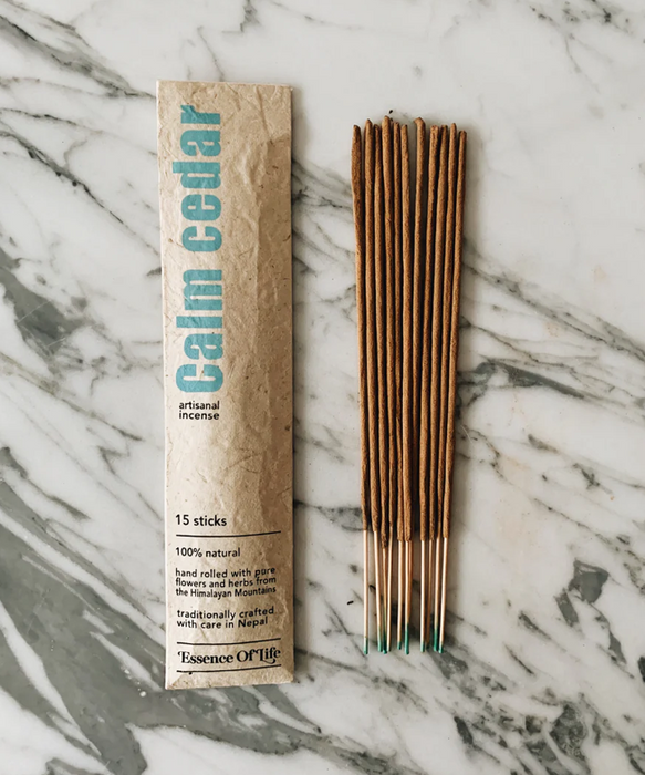 Essence of Life Organics - Calm Cedar Stick Incense, 15 Count