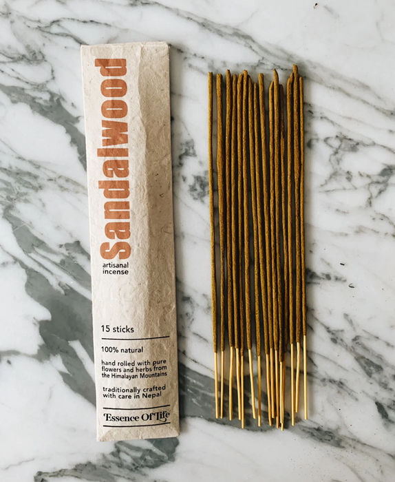 Essence of Life Organics - Sandalwood Stick Incense, 15 Count