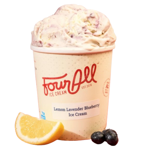 Four All Ice Cream - Lemon Lavender Blueberry Ice Cream, 500 mL