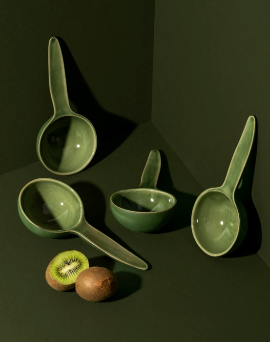 Gharyan Stoneware - Stoneware Bowl Spoon Matte Green, Each