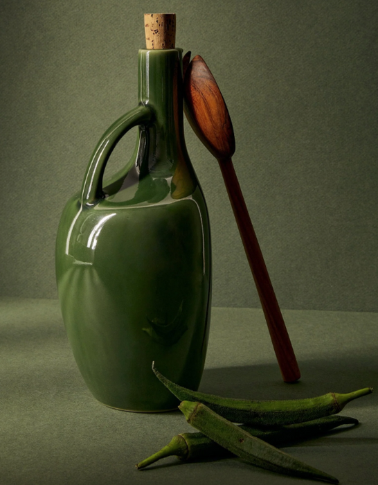 Gharyan Stoneware - Stoneware Oil Bottle Canard - Green, Each