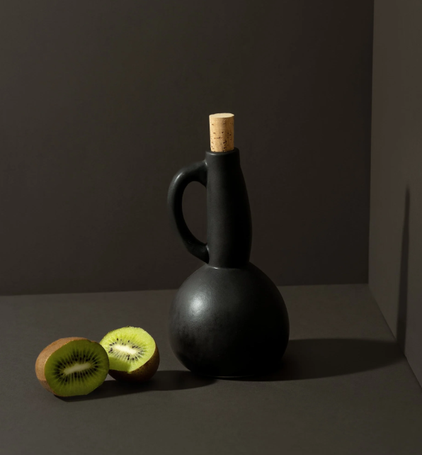 Gharyan Stoneware - Stoneware Oil Bottle Dadasi - Black, Each