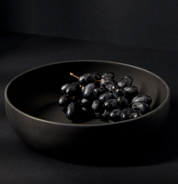 Gharyan Stoneware - Stoneware Shallow Bowl - Black, Each