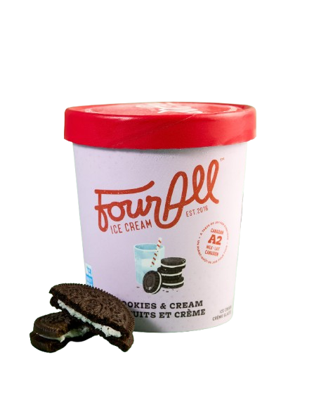 Four All Ice Cream - Cookies & Cream Ice Cream, 500 mL