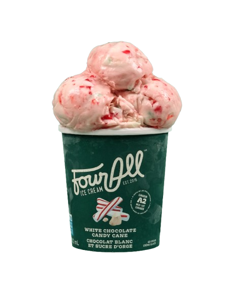 Four All Ice Cream - White Chocolate Candy Cane Ice Cream, 500 mL