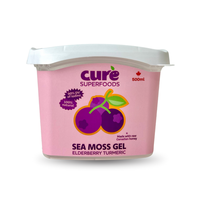 Cure Superfoods - Sea Moss Gel Elderberry Turmeric, 500 mL