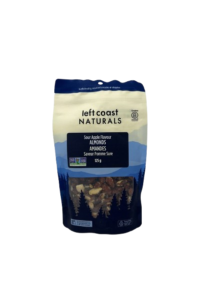 Left Coast Naturals - Sour Apple Flavour Almonds, 125 g