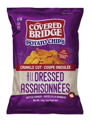 Covered Bridge - All Dressed Crinkle Chips, 170 g