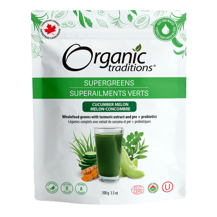 Organic Traditions - Supergreens Cucumber Melon, 100 g