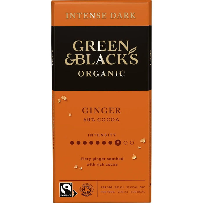 Green & Black's Organic - Ginger Dark Chocolate, 90 g