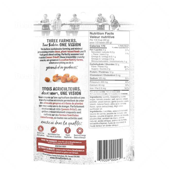 Three Farmers - Crunchy Little Lentils, Barbecue, 140 g