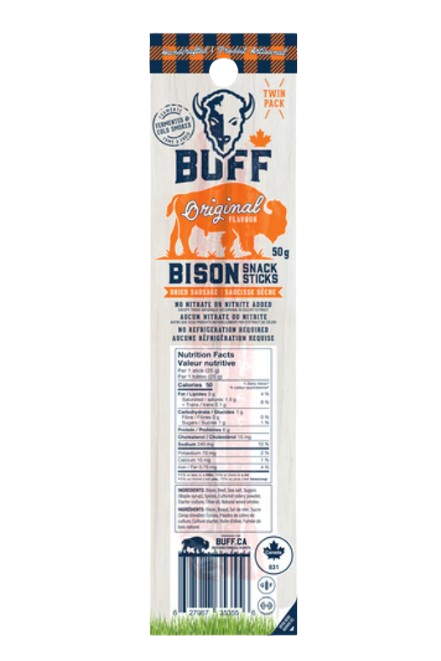 Buff - Snack Sticks - Original Bison, 50 g