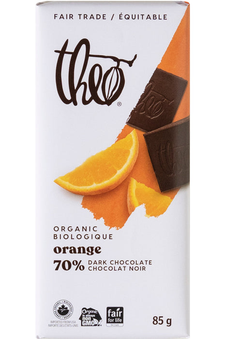 Theo - Dark Chocolate Orange, 85 g