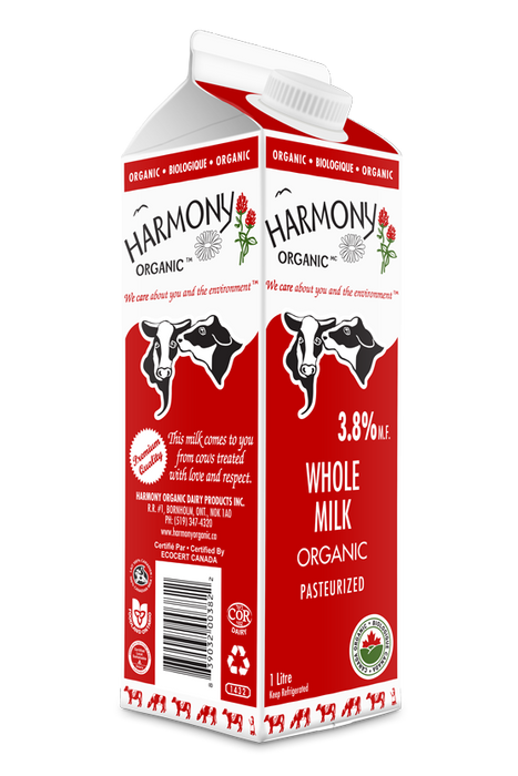 Harmony Organic - Organic 3.8% Whole Milk, 1 L