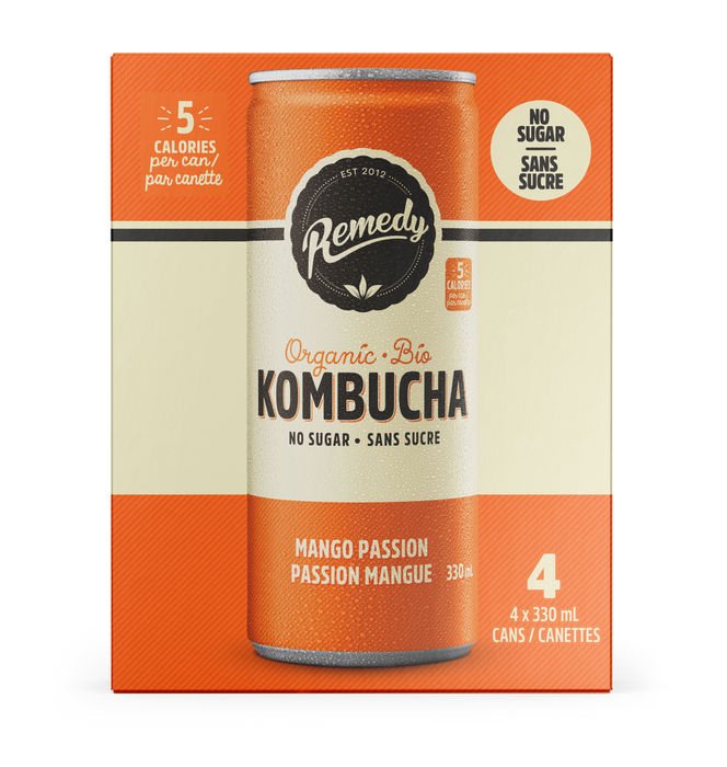 Remedy Drinks - Organic Mango Passion Kombucha, 4x355 mL