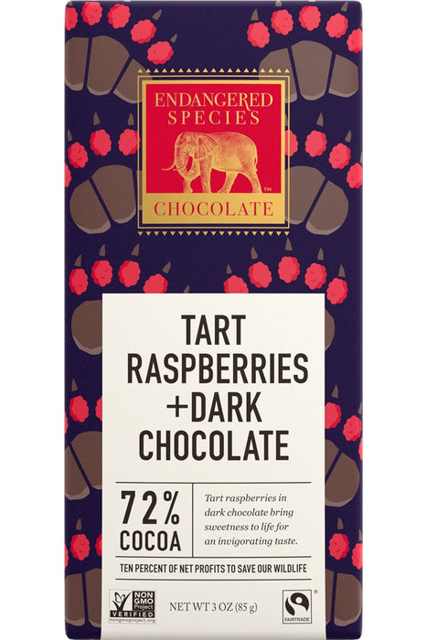 Endangered Species Chocolate - Dark Chocolate with Raspberries, 85 g