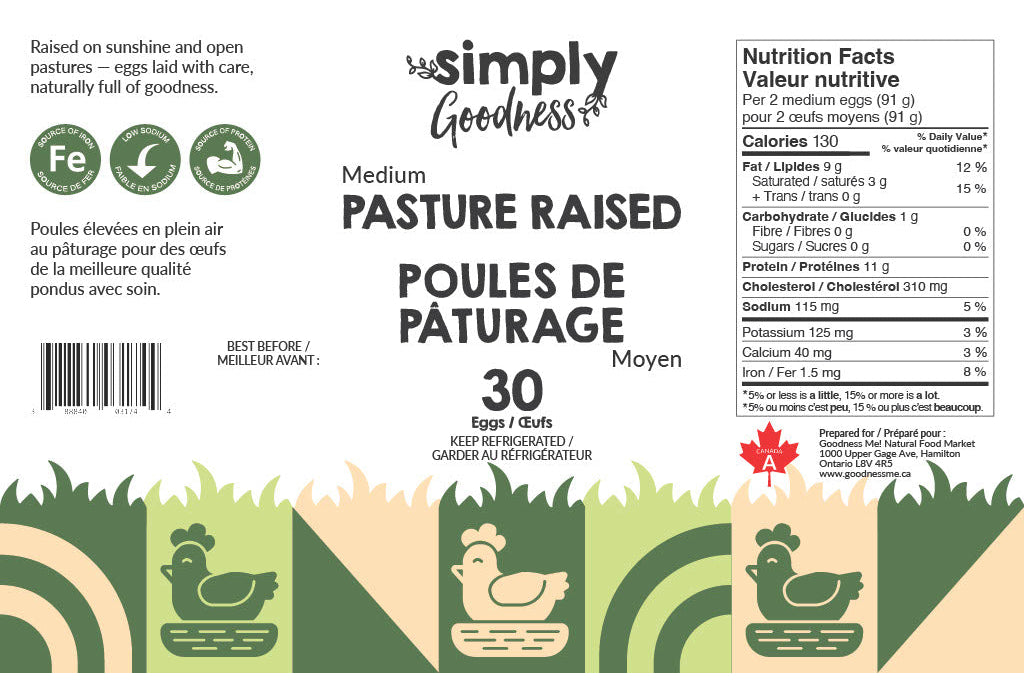 Simply Goodness - Pasture Raised Eggs - Medium, 30 Count