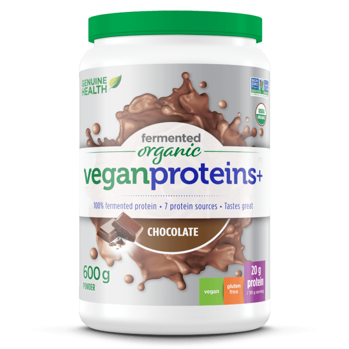 Genuine Health - Fermented Organic Vegan Proteins+ Chocolate, 600g