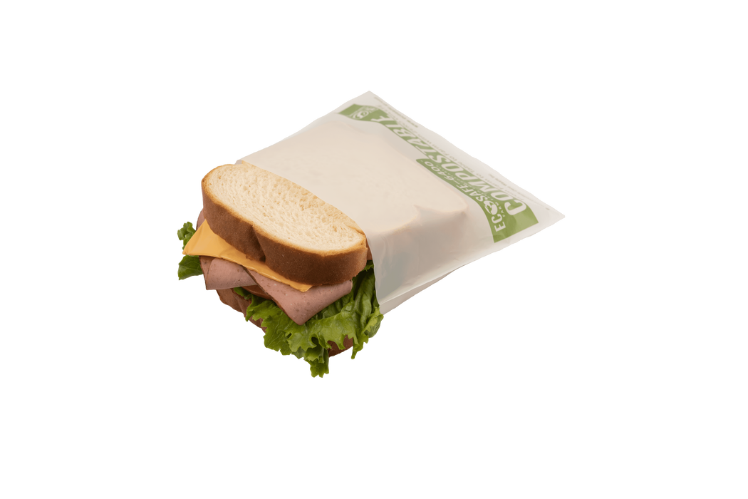 EcoSafe Zero Waste - Compostable Fold Top Sandwich Bag, 14x16.5 cm, 100 Count