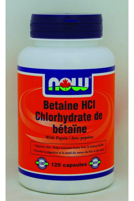 NOW - Betaine HCI, 120 capsules