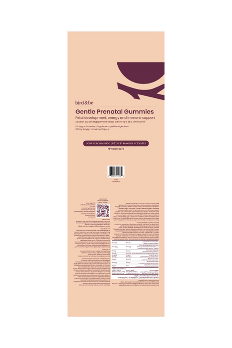 Bird&Be - Gentle Prenatal Sour Peach Mango, 120 Gummies