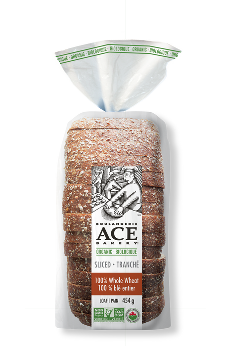 Ace Bakery - Organic Whole Wheat Sliced Loaf, 454g