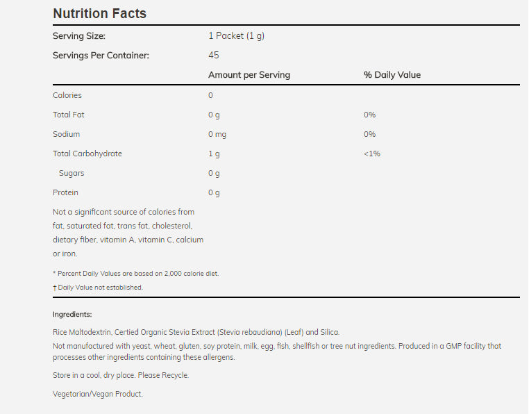 NOW - Better Stevia Extract Packets, 100 Count