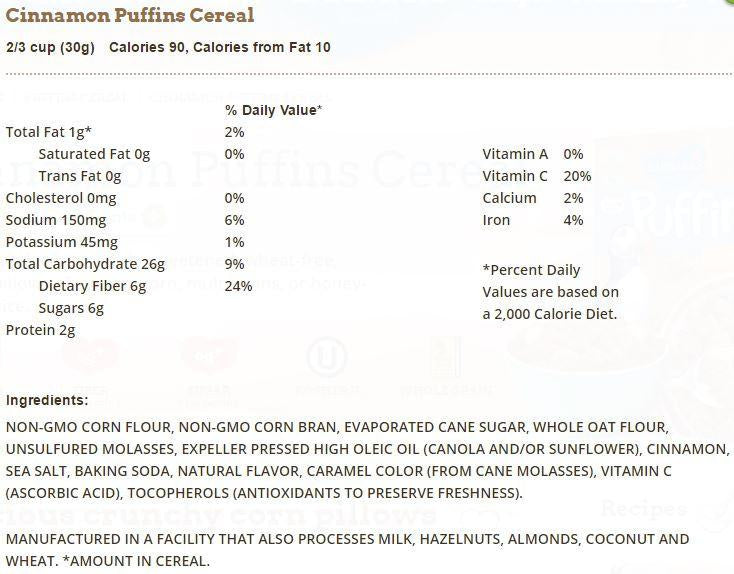 Barbara's Bakery - Cinnamon Puffins Cereal, 285 g