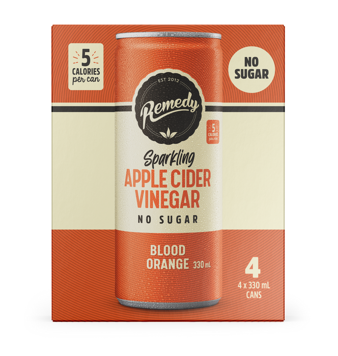 Remedy Drinks - Organic ACV Blood Orange Kombucha, 4x330 mL