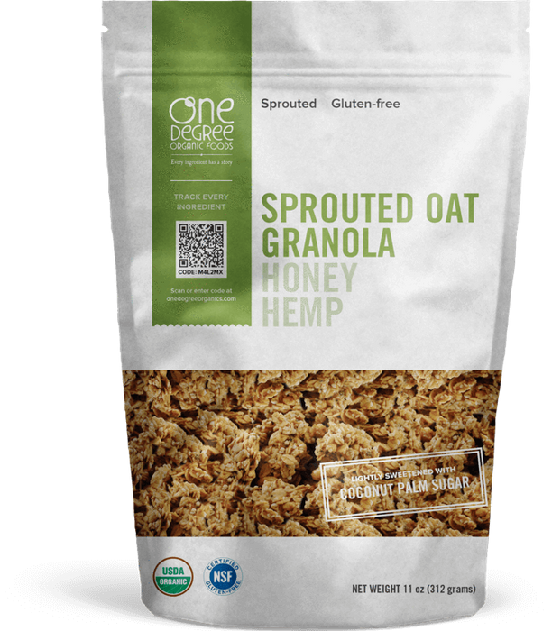 One Degree - Sprouted Oat Honey Hemp Granola, 312 g