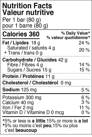 Hornby Organics - Organic Chocolate Chip Peanut Butter Energy Bar, 80 g