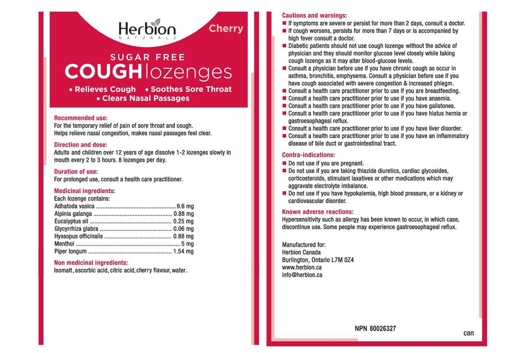 Herbion - Cherry Cough Lozenges, 18 Count